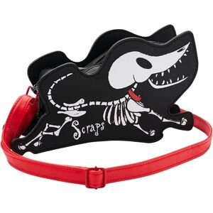 Spooky Skeleton Dog Kids Crossbody Bag - Black and Red